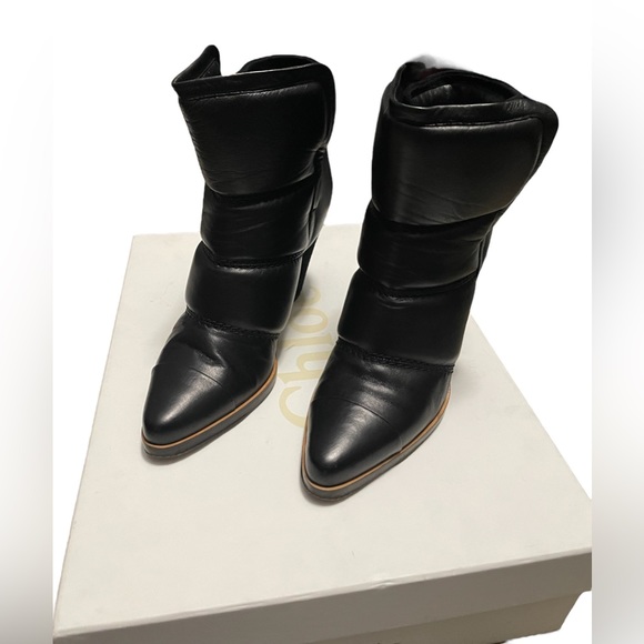 CHLOE Devon Boot Quilted Puffer Black Leather Ankle Boots - Picture 9 of 16